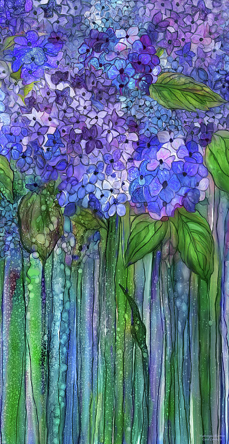 Hydrangea Bloomies 2 - Blue Mixed Media by Carol Cavalaris