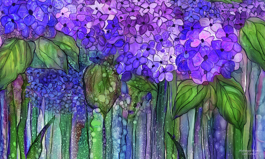 Hydrangea Bloomies 3 - Purple Mixed Media by Carol Cavalaris