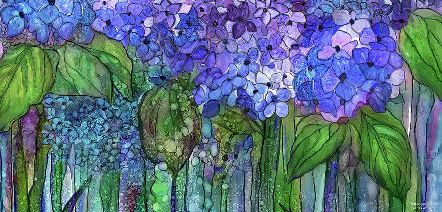 Hydrangea Bloomies 4 - Blue Mixed Media by Carol Cavalaris