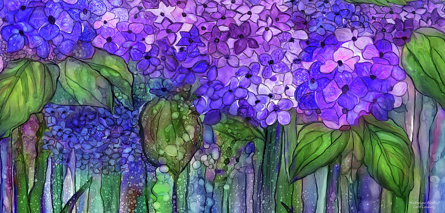 Hydrangea Bloomies 4 - Purple Mixed Media by Carol Cavalaris