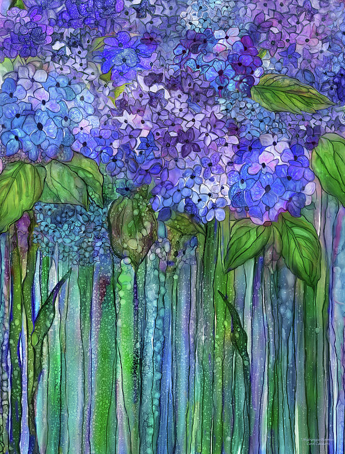 Hydrangea Bloomies 1 - Blue Mixed Media by Carol Cavalaris
