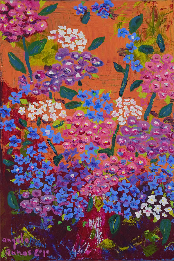 Hydrangea Collage Painting by Angela Annas