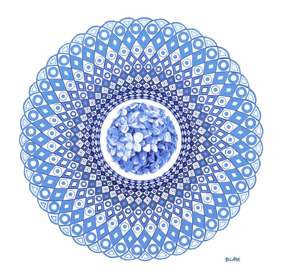 Cool Digital Art - Hydrangea floral spirograph  by Blake Ahalt