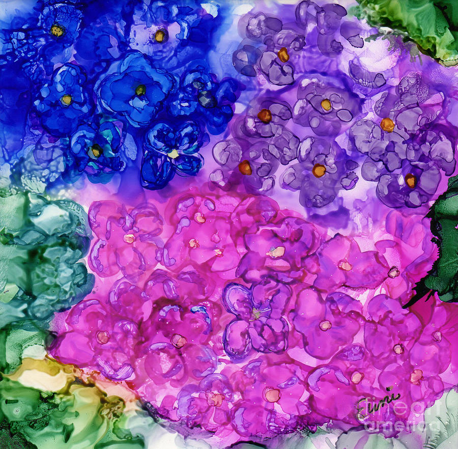 Hydrangea Garden Painting by Eunice Warfel