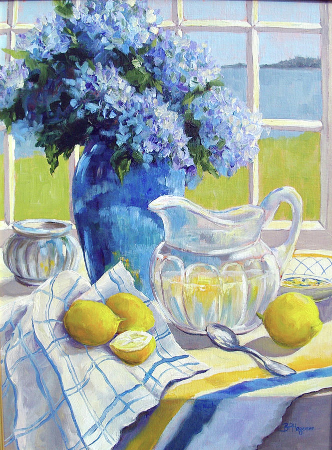 Hydrangeas and Lemonade Painting by Barbara Hageman
