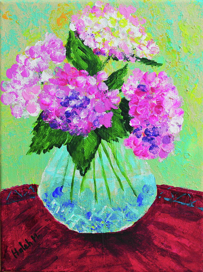 Hydrangeas from my garden Painting by Haleh Mahbod