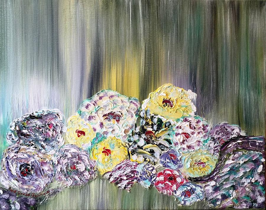 Hydrangeas In The Rain Painting by Donna Painter