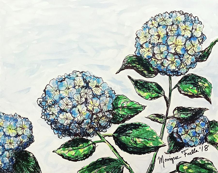 Watercolor Photograph - Hydrangeas by Monique Faella Watercolor Photograph - Hydrangeas by Monique Faella