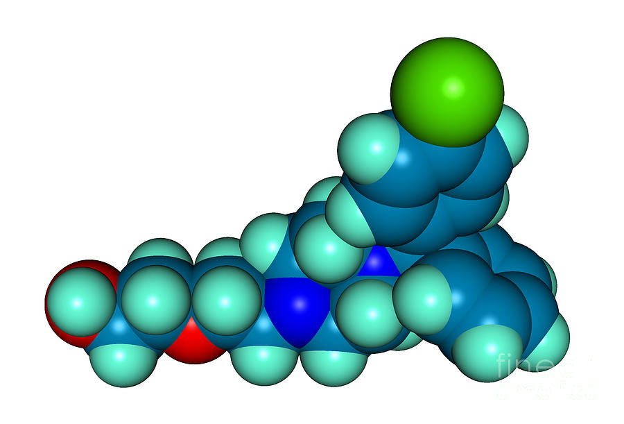 Hydroxyzine Molecular Model Photograph by Scimat