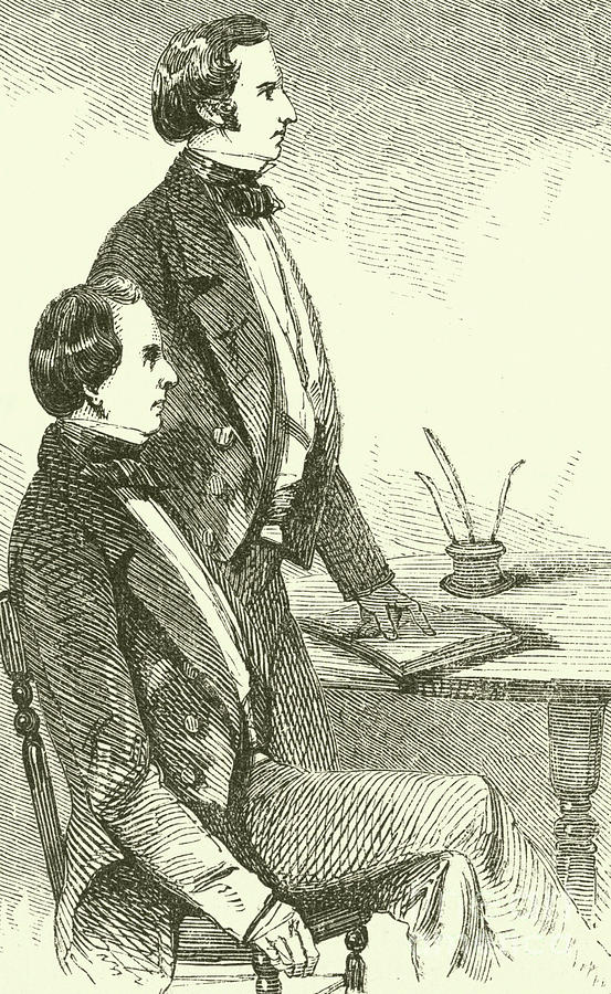 Hyrum Smith, Joseph Smith  engraving Drawing by American School