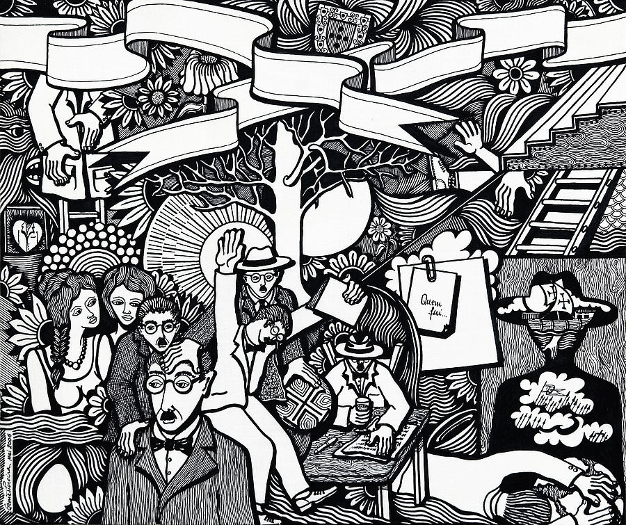China Ink Drawing - I also had who also smiled at me by Jose Alberto Gomes Pereira China Ink Drawing - I also had who also smiled at me by Jose Alberto Gomes Pereira