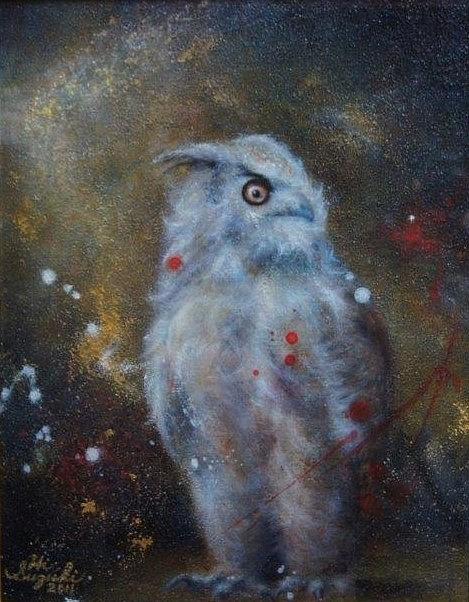 Owl Painting - I am a one. by Hiroyuki Suzuki