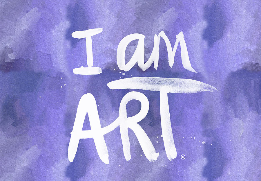 I AM ART Painted Blue and White- by Linda Woods Painting by Linda Woods
