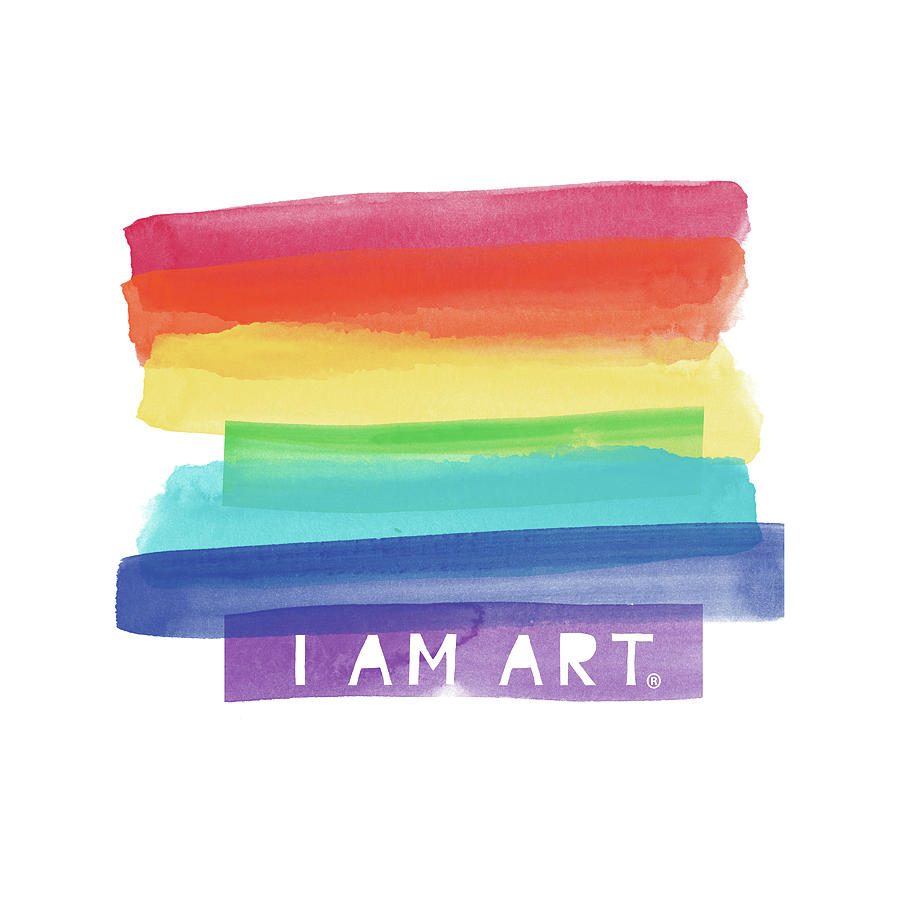 I AM ART Rainbow Stripe- Art by Linda Woods Painting by Linda Woods