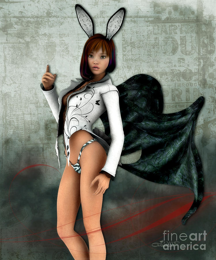 Dragon Digital Art - I Am Not a Bunny by Jutta Maria Pusl