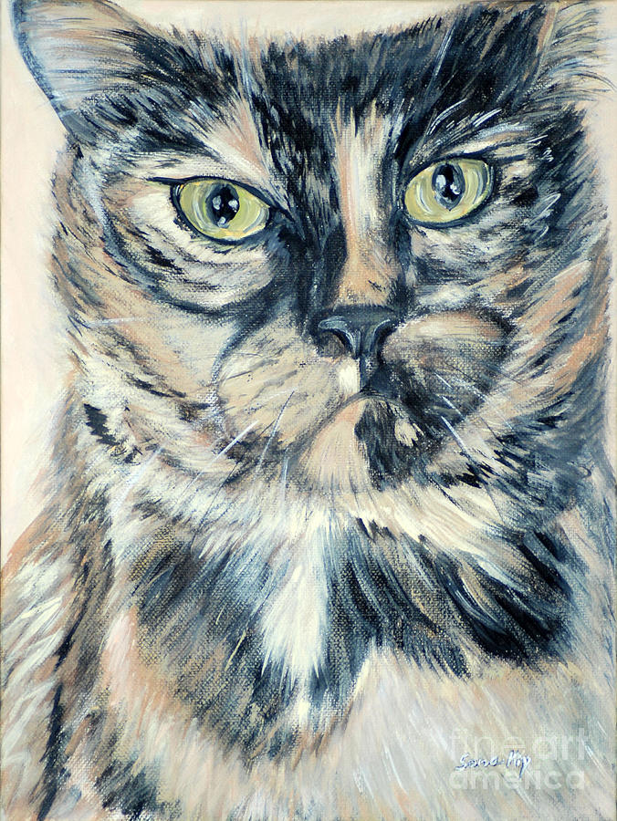 I am Pearl, the cutest cat... Hello Pearl Collection 2015 Painting by Oksana Semenchenko