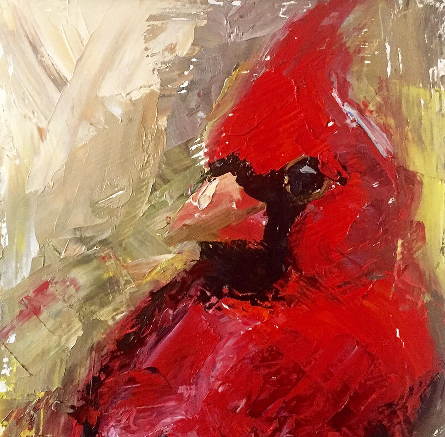 Cardinal Painting - I Am Right Here by Marcia Hodges