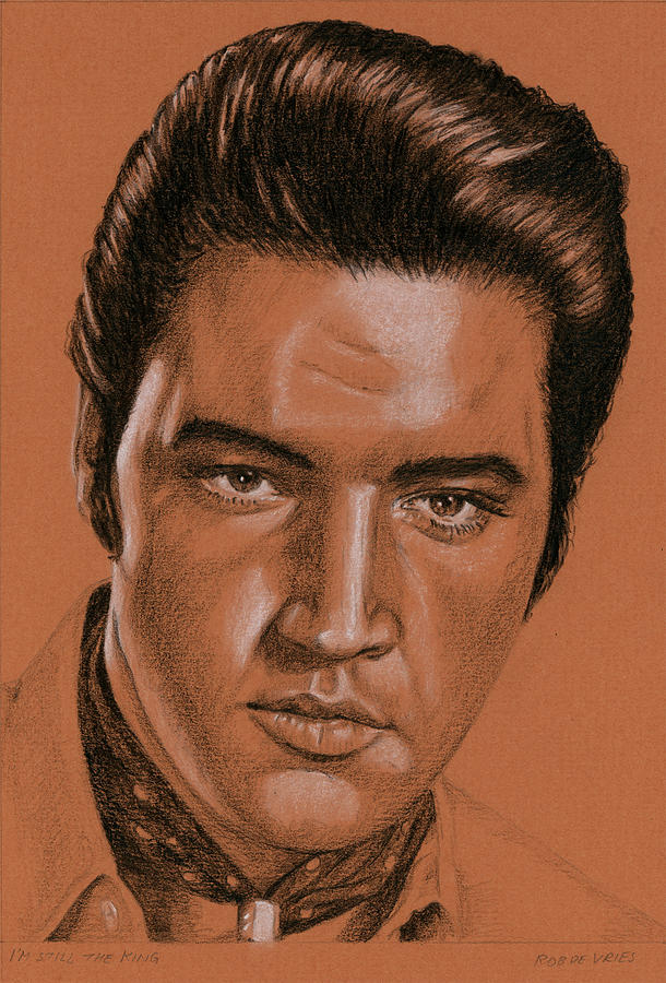 Elvis Drawing - I am still the King by Rob De Vries Elvis Drawing - I am still the King by Rob De Vries