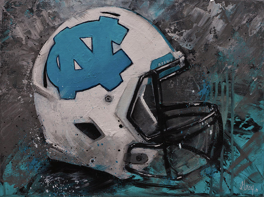 I bleed Carolina Blue Tarheel Wall Art Football Helment Painting by Gray Artus