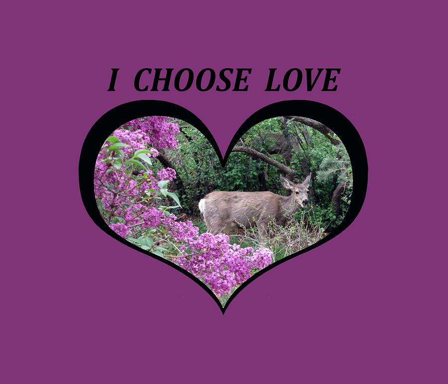 I Chose Love with Deers among Lilacs in a Heart Digital Art by Julia L Wright