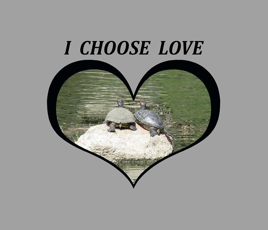 Nature Digital Art - I Chose Love With Two Turtles Snuggling by Julia L Wright