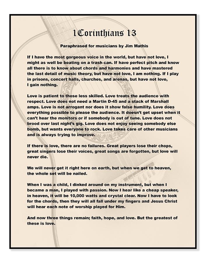 I Corinthians 13 Paraphrase Photograph by Jim Mathis