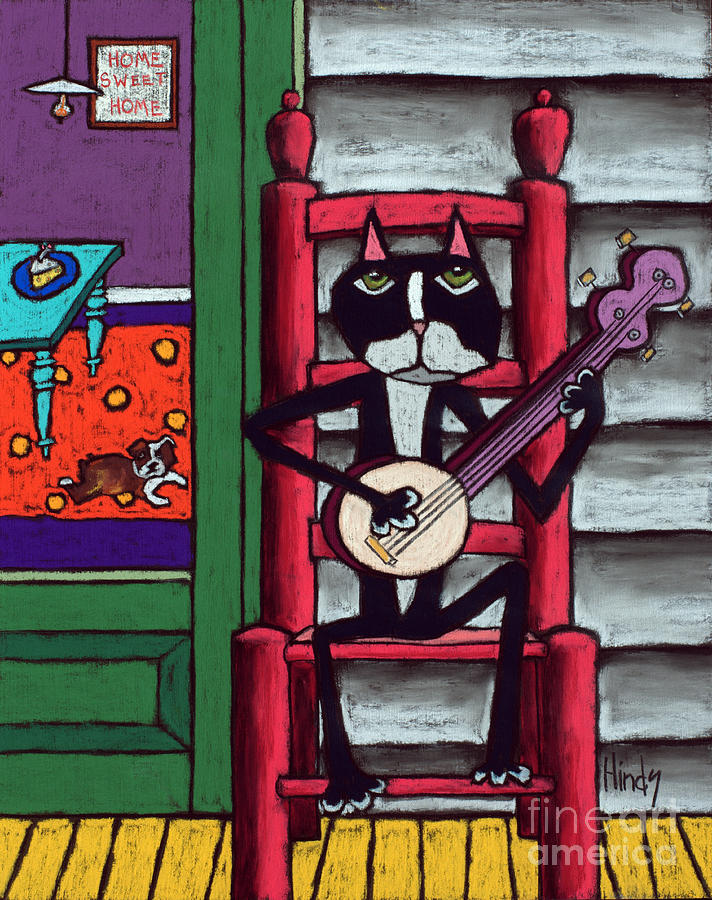 Cat Painting - I Got The Blues - 2 by David Hinds