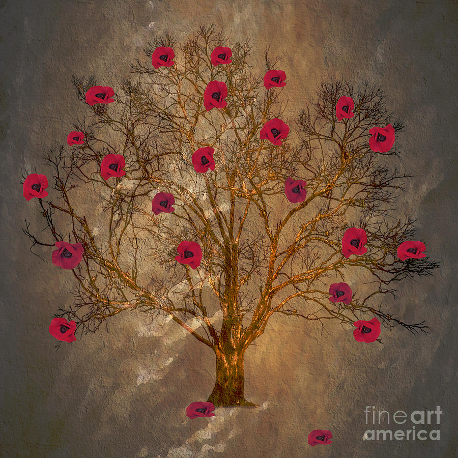 I had a Dream of a Poppy Tree Mixed Media by Beverly Guilliams