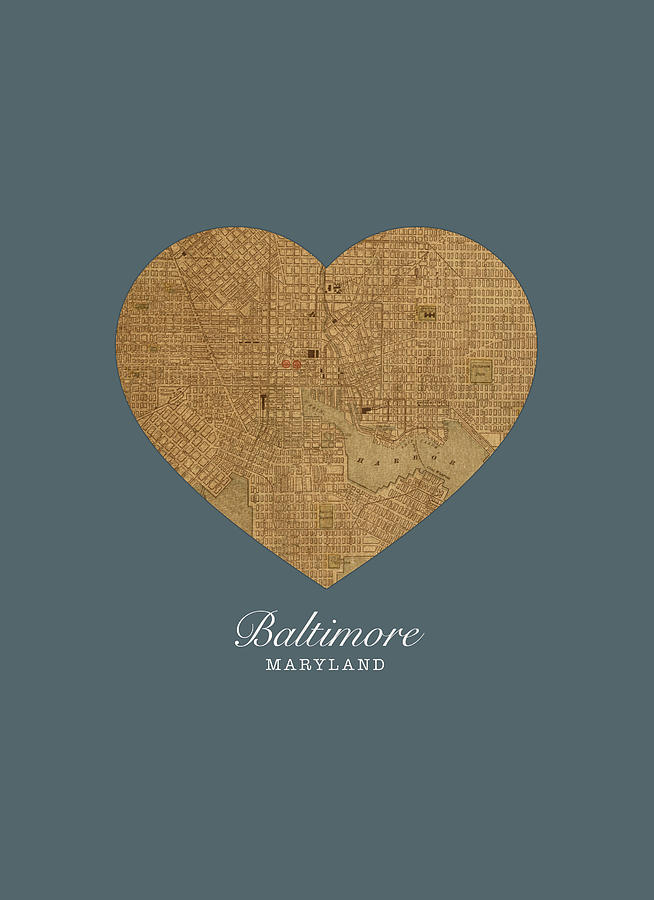 Baltimore Mixed Media - I Heart Baltimore Maryland Street Map Love Americana Series No 056 by Design Turnpike