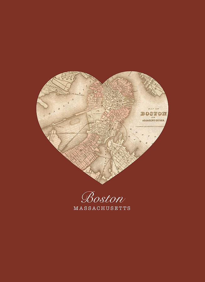 Boston Mixed Media - I Heart Boston Massachusetts Vintage City Street Map Americana Series No 011 by Design Turnpike
