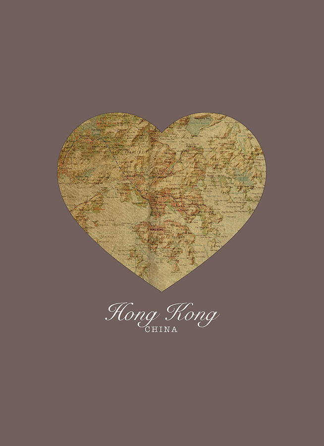 Hong Kong Mixed Media - I Heart Hong Kong Street Map Love Series No 101 by Design Turnpike