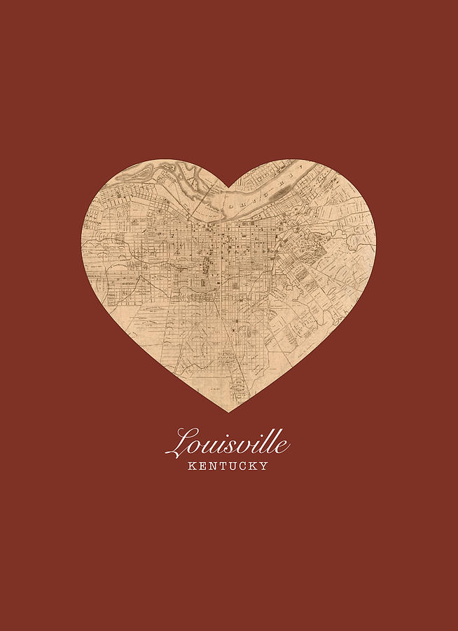 Louisville Mixed Media - I Heart Louisville Kentucky Vintage City Street Map Americana Series No 007 by Design Turnpike