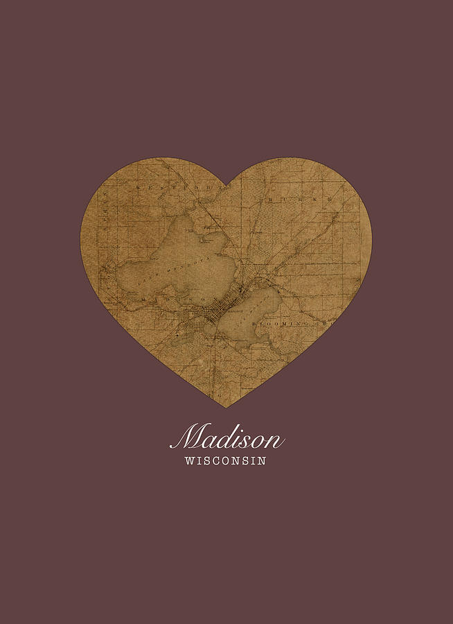 Madison Mixed Media - I Heart Madison Wisconsin Street Map Love Americana Series No 059 by Design Turnpike
