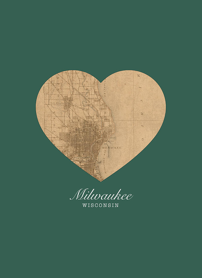 Milwaukee Mixed Media - I Heart Milwaukee Wisconsin Vintage City Street Map Americana Series No 003 by Design Turnpike