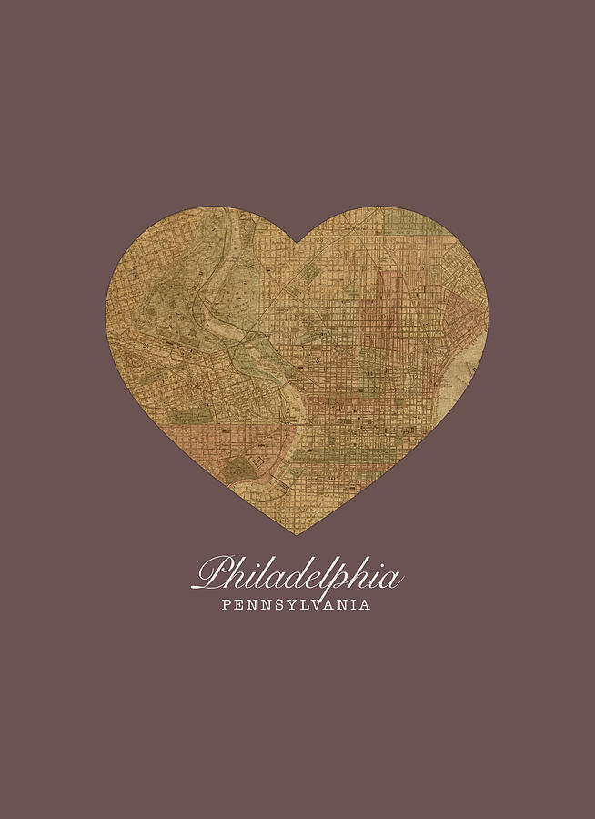 Philadelphia Mixed Media - I Heart Philadelphia Pennsylvania Street Map Love Americana Series No 054 by Design Turnpike