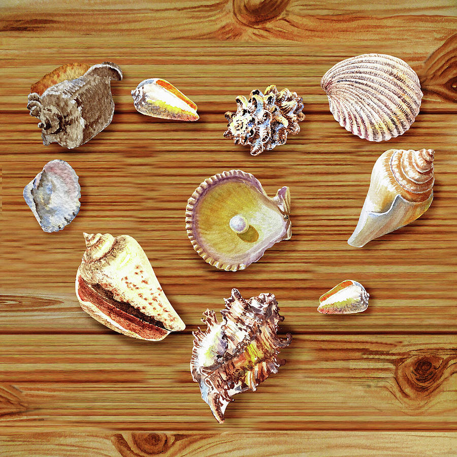 I Heart Seashells Painting by Irina Sztukowski
