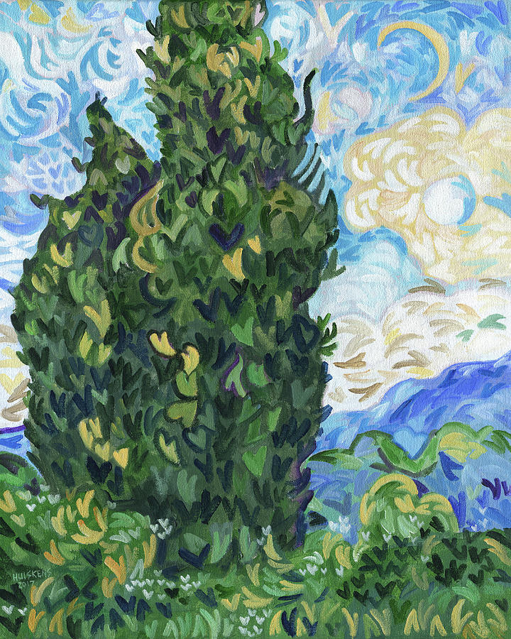 I Heart Van Gogh Cypresses Painting By Randal Huiskens