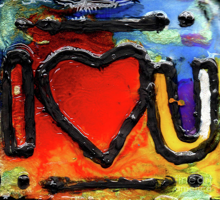 I Heart You Enamel Magnet Painting by Genevieve Esson