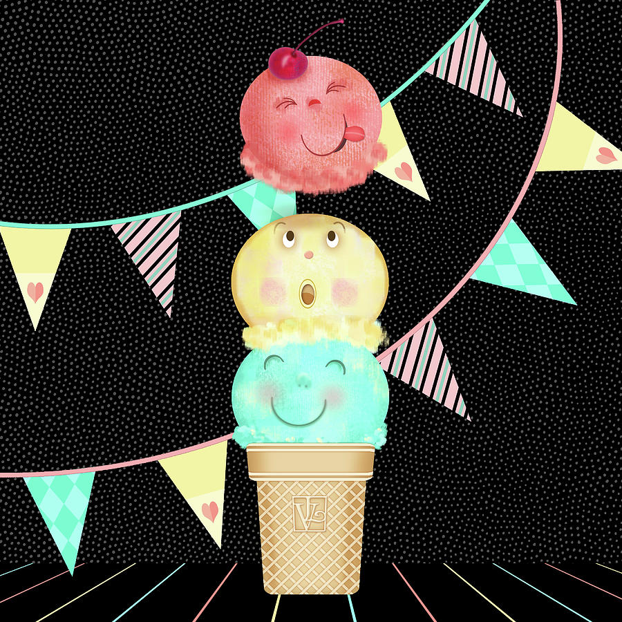 I is for Ice Cream Cone Digital Art by Valerie Drake Lesiak