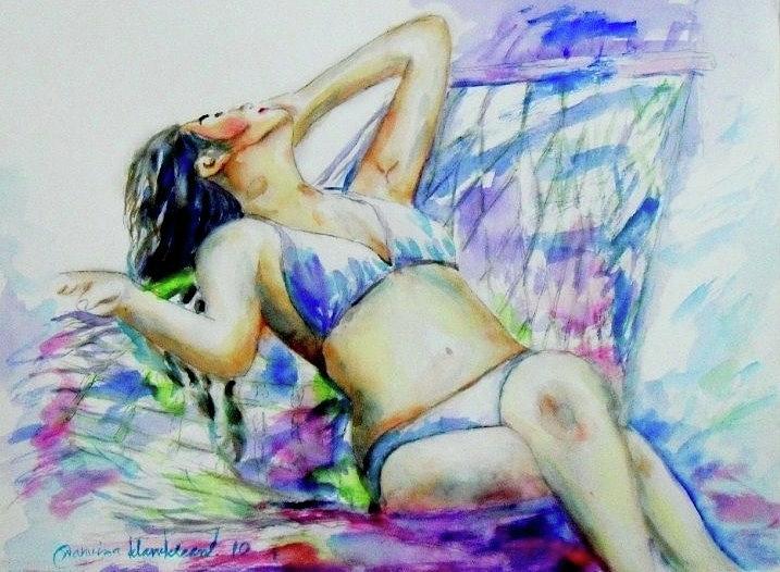 I just wanna take a rest. Painting by Wanvisa Klawklean