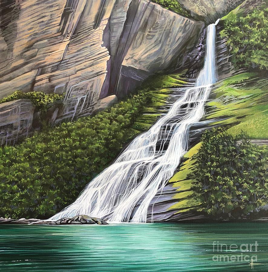 Waterfall Painting - I Know A Place by Hunter Jay