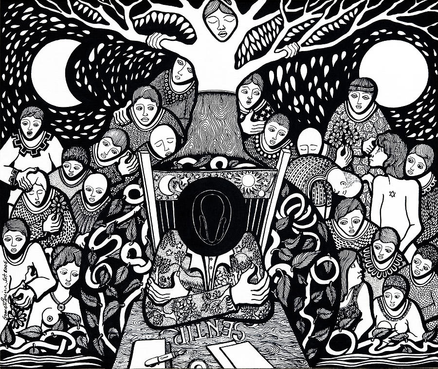 China Ink Drawing - I know not what Nature is I sing it by Jose Alberto Gomes Pereira China Ink Drawing - I know not what Nature is I sing it by Jose Alberto Gomes Pereira