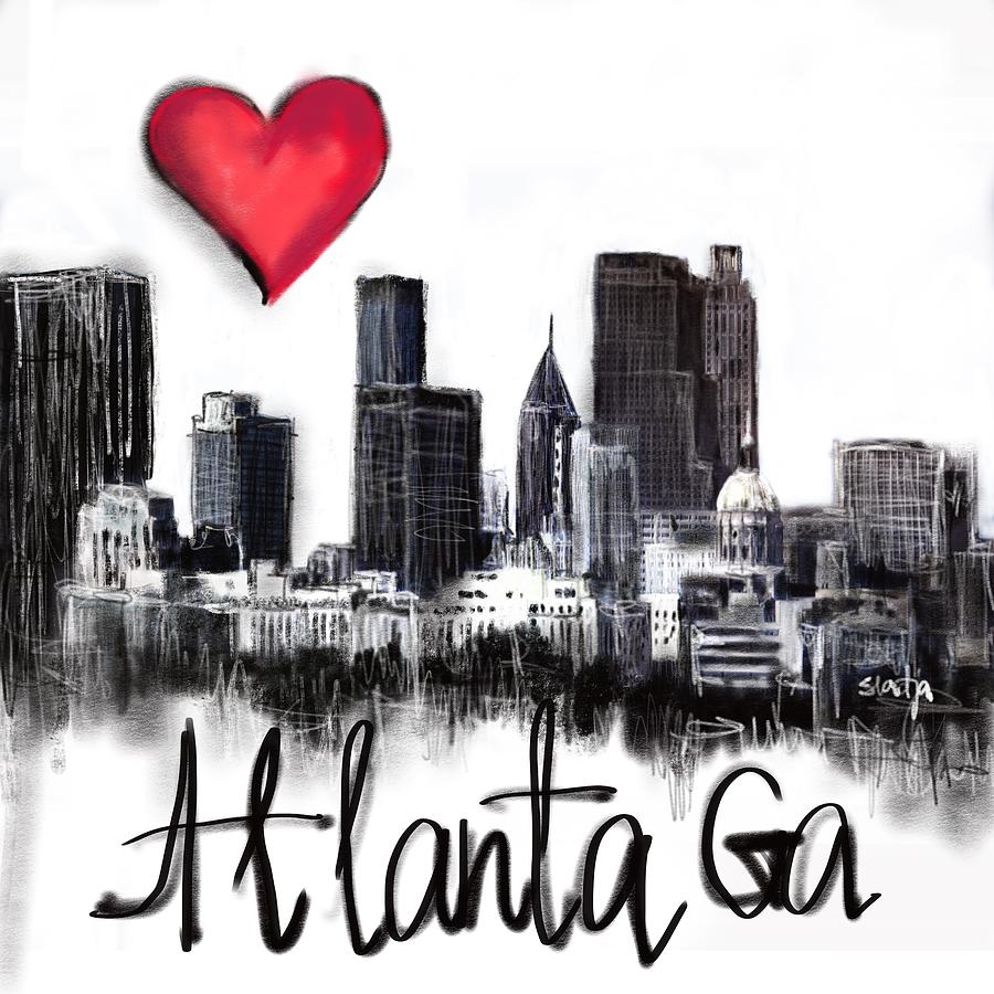 Atlanta Digital Art - I love Atlanta Ga by Sladjana Lazarevic