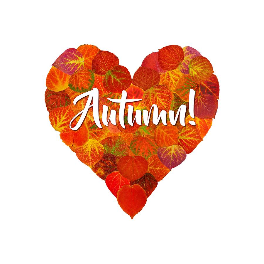 I Love Autumn Bold Red Aspen Leaf Heart 1 Digital Art by Agustin Goba