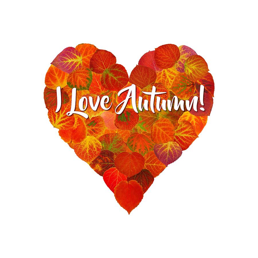 I Love Autumn Red Aspen Leaf Heart 1 Digital Art by Agustin Goba