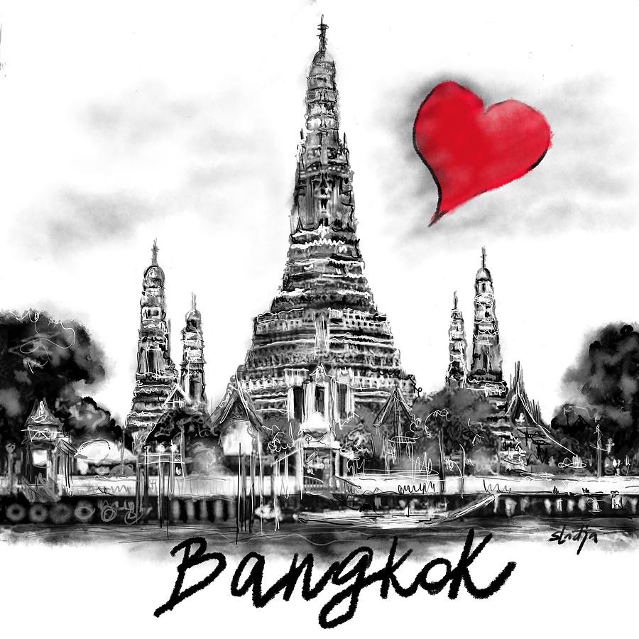 I love Bangkok Digital Art by Sladjana Lazarevic