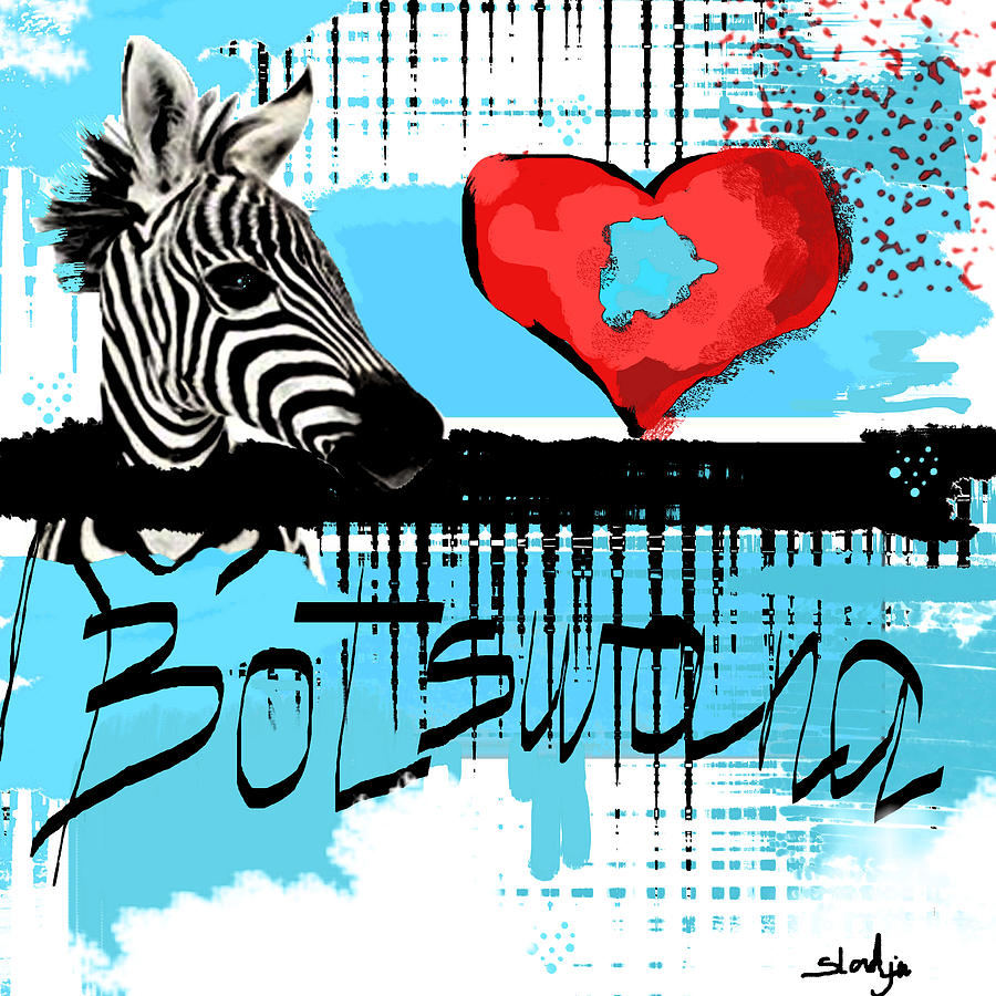 I love Botswana  Digital Art by Sladjana Lazarevic