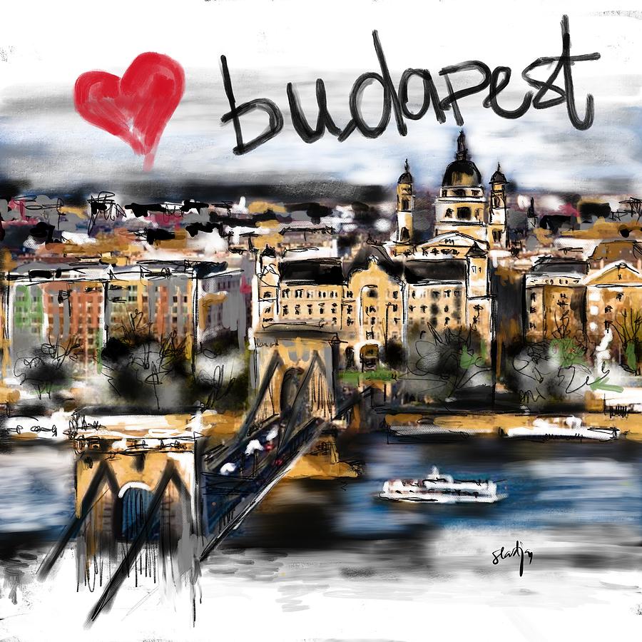 I love Budapest Digital Art by Sladjana Lazarevic