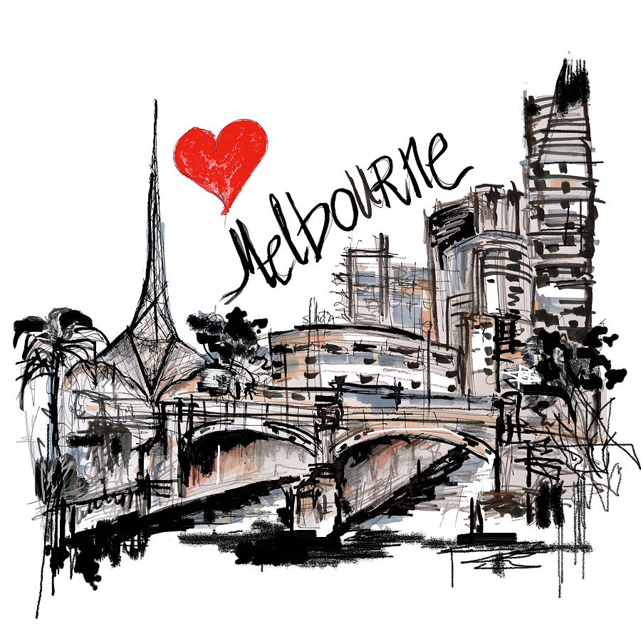 I love Melbourne  Drawing by Sladjana Lazarevic