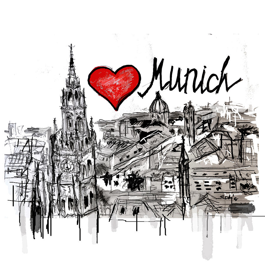 I love Munich Digital Art by Sladjana Lazarevic